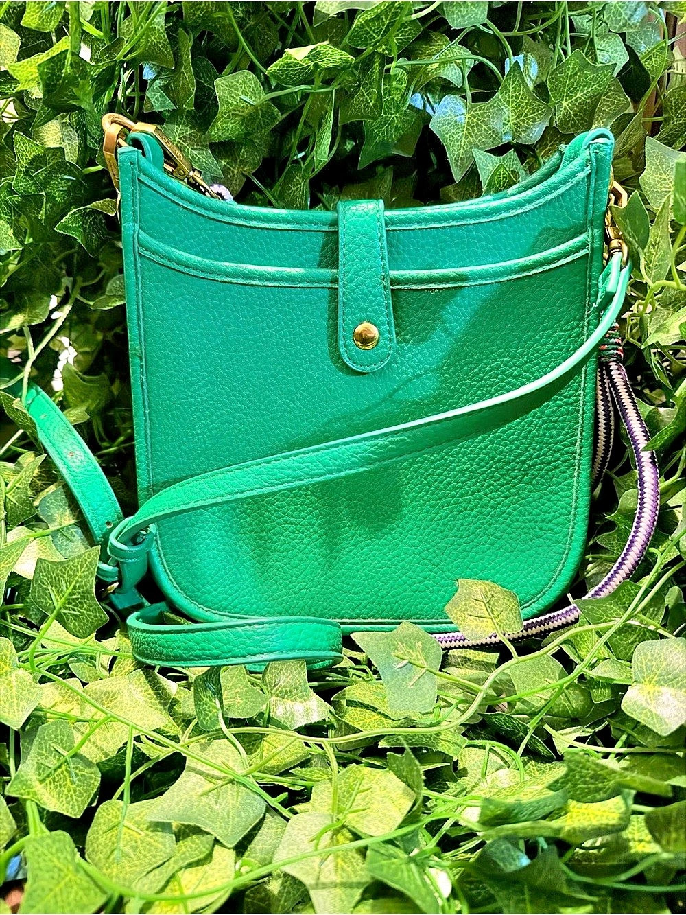 Dooney & Bourke Woven Crossbody Bag in Green & Tan